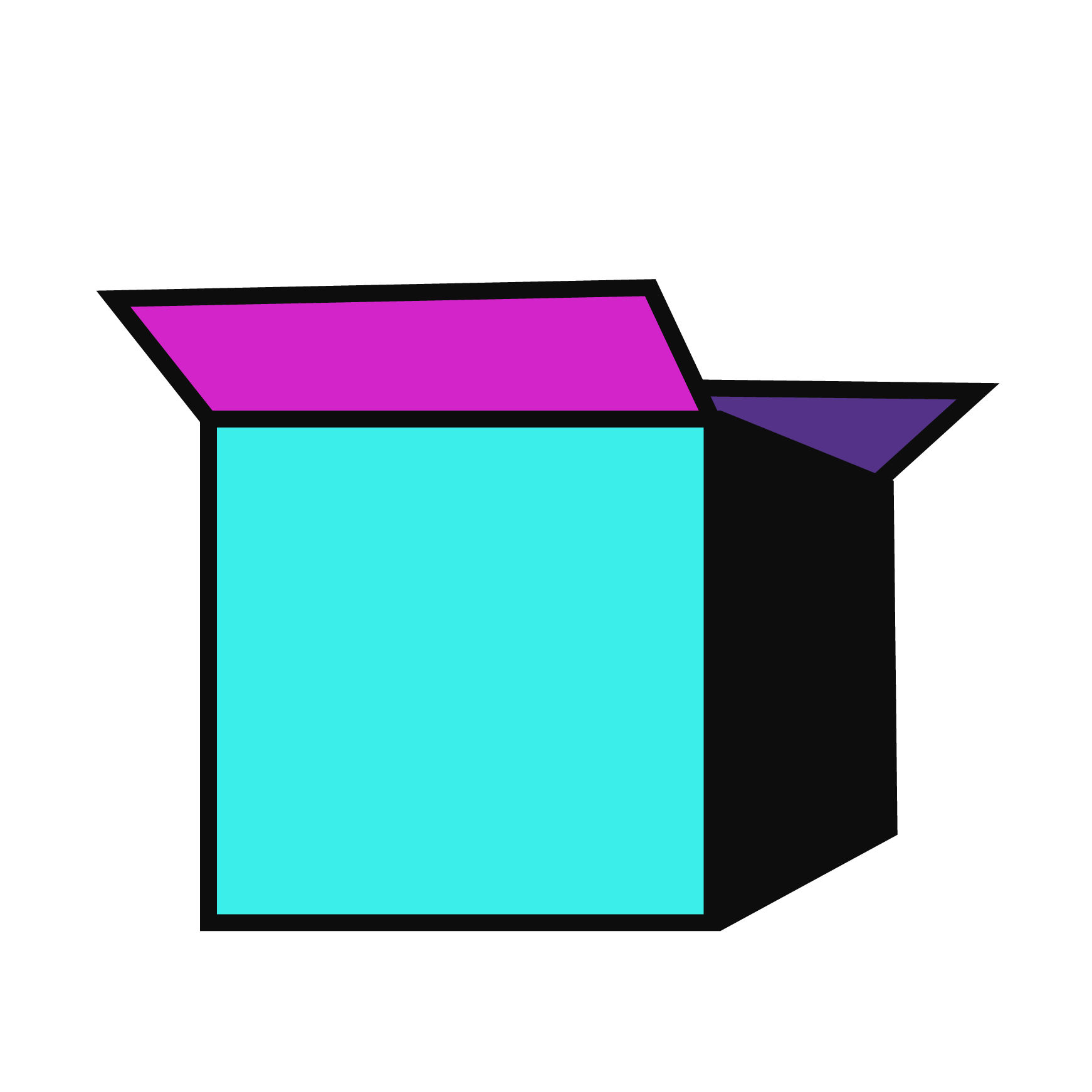 Colorful 3pl icon of box with open flaps