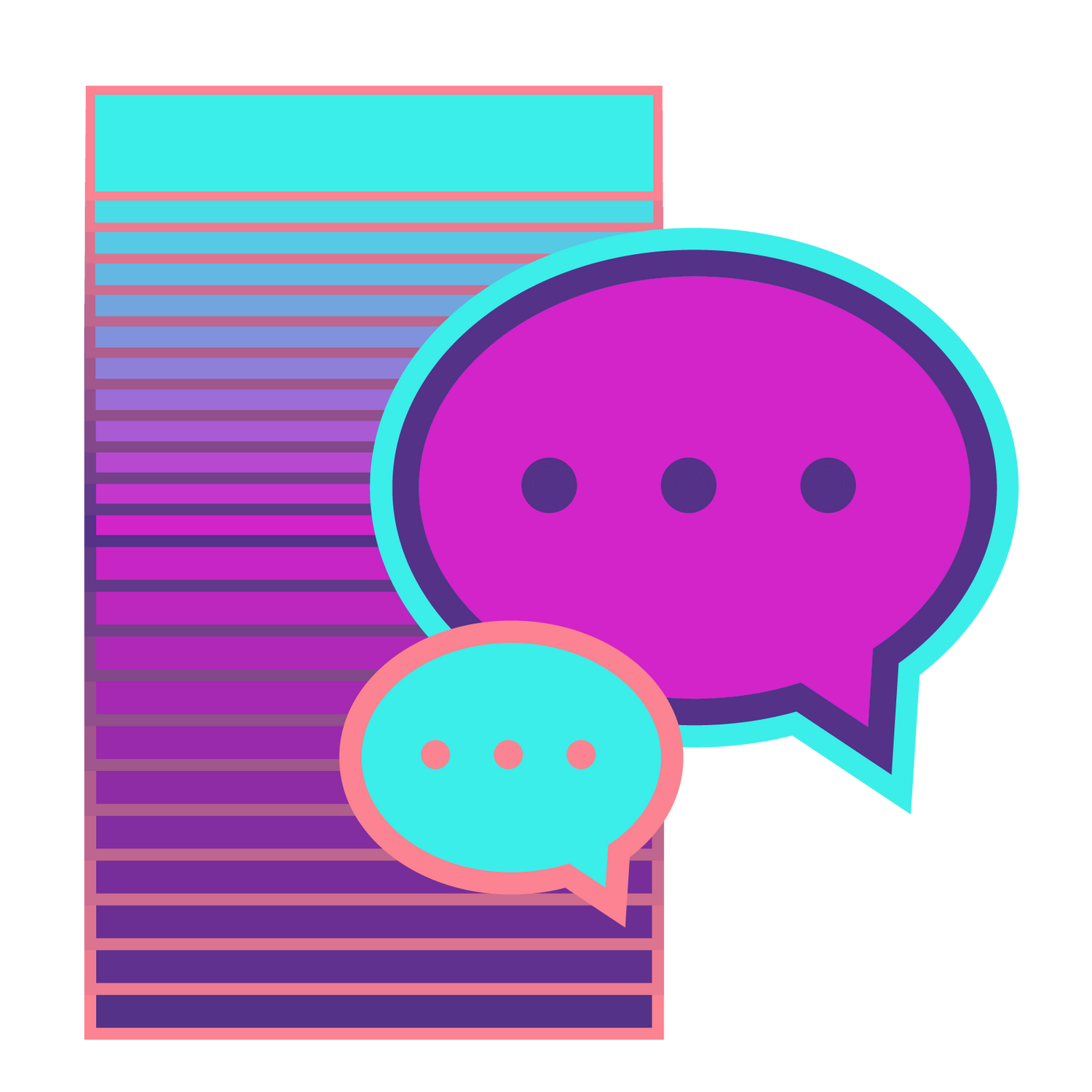 Message bubbles icon graphic for support messaging concept