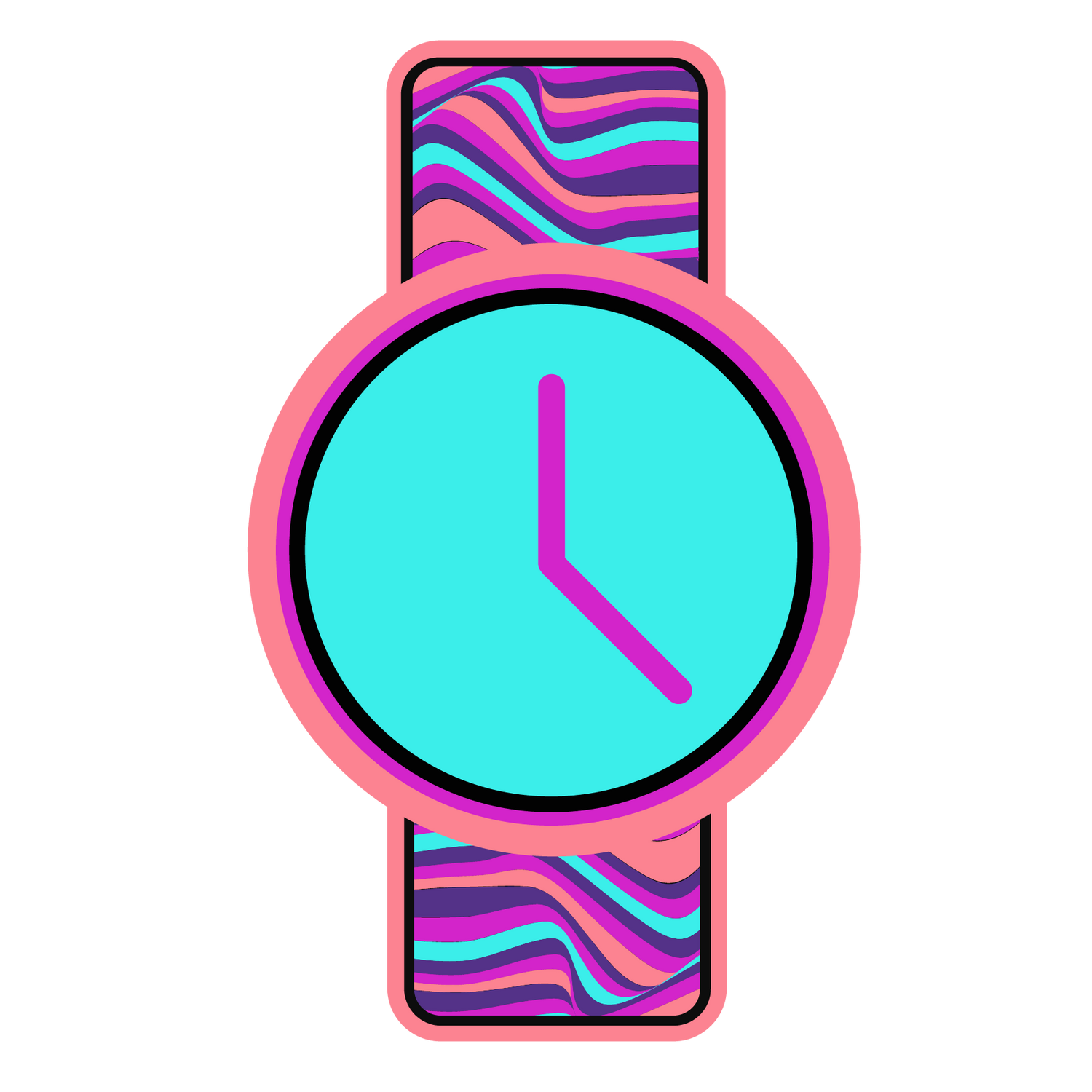 Neon watch icon graphic illustration to symbolize time saved